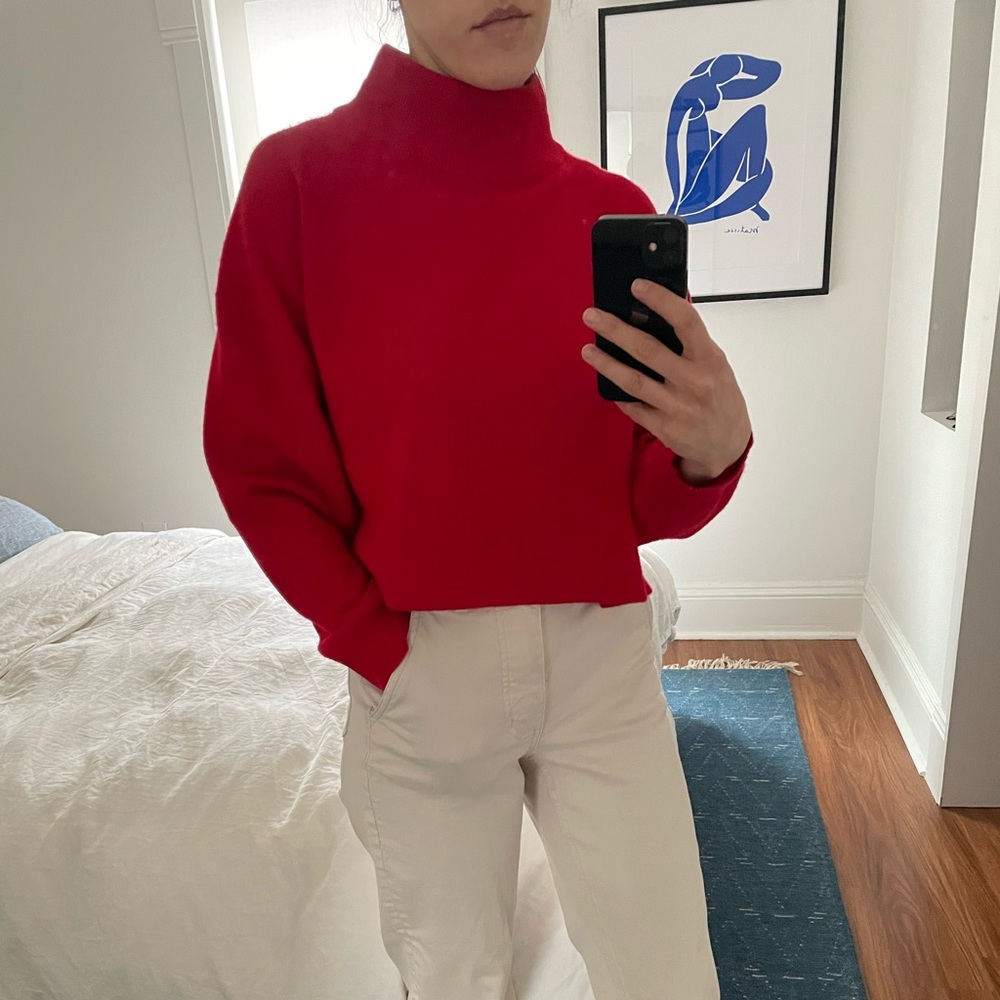 Cropped Red Cashmere Sweater